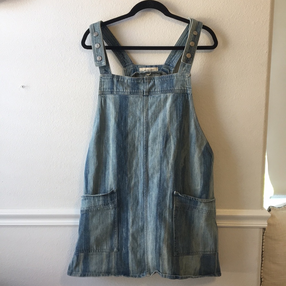 Free People Stripe Denim Overall Dress